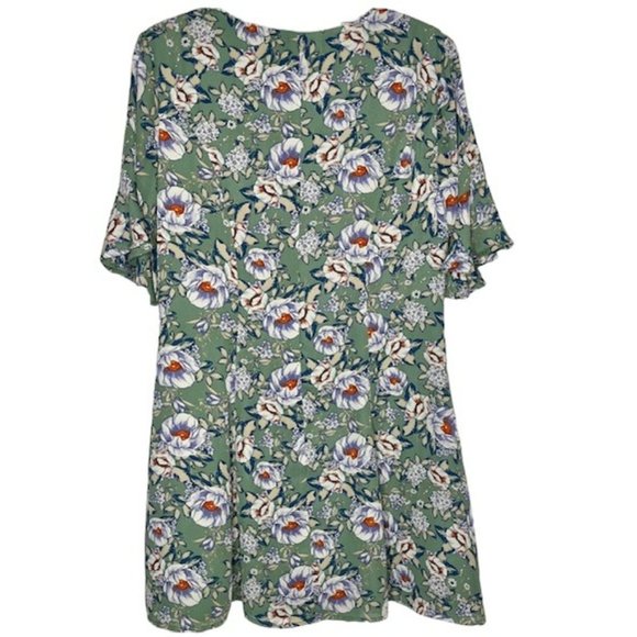 Francesca's Blue Rain Opaline Floral Dress - Blue/Red/White on Green - M - Picture 5 of 10